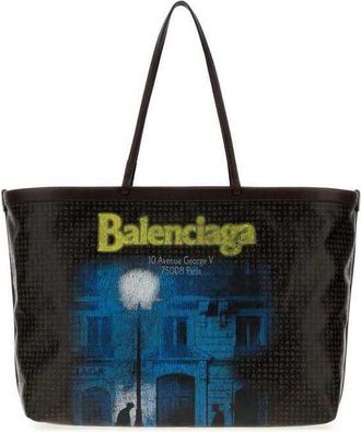 Balenciaga Printed Canvas Tote Select Shopping Bag Black/l Addr Yellow Borse A Mano