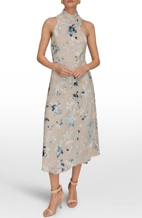 DKNY Floral Burnout Maxi Dress in Sea Mist Multi at Nordstrom, Size 12
