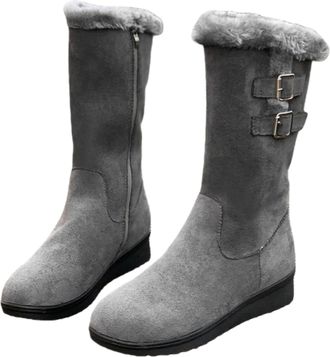 Generic Women Winter Low Heel Chunky Heel Ankle Boots Waterproof Ankle Snow Booties Non-Slip Comfortable Causal Faux Furrzy Lined Warm Winter Booties Outdoor 