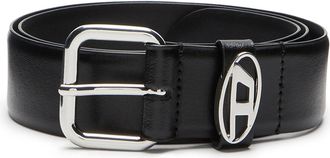 Diesel 3.9cm logo-plaque embellished leather belt - Belts - Unisex - Black