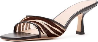 Loeffler Randall Tavia Mesh Mid Heel Womens Shoes Dark Brown/Zebra : 10.5 B - Medium, Synthetic
