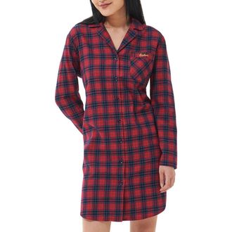 Barbour Etta Tartan Brushed Cotton Nightshirt in Small Red Tartan at Nordstrom Rack, Size Large