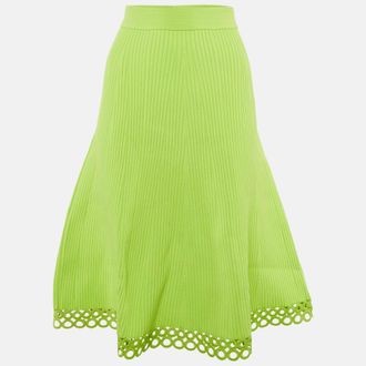 Jonathan Simkhai Jonathan Simkhai Lime Green Ribbed A-line Midi Skirt XS