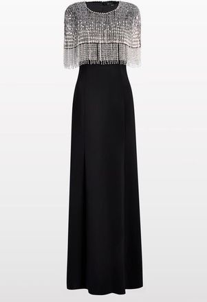 Jenny Packham Sabine Beaded-Fringed Maxi Dress in Liquorice at Nordstrom, Size 14 Uk