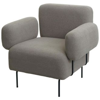 Hhg Hhg - Nunca Usado] Sill&oacute;n De Sal&oacute;n 741, Sill&oacute;n De C&oacute;ctel Sill&oacute;n Tapizado, Tela Boucl&eacute;/metal Textil, Gris