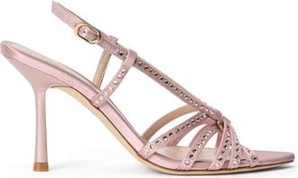 Stuart Weitzman Carlyle Sandal 85 - Dames - Sandalen met hakken - Roze - 38 1/2 EU - Satijn - Schoenen