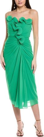 Badgley Mischka Wire Ruffle Midi Dress