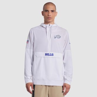 Nike Buffalo Bills Rivalries Collection Sideline Anorak Nike Mens NFL 1/2-Zip Hooded Jacket in White | 03AT11QR81-2LW
