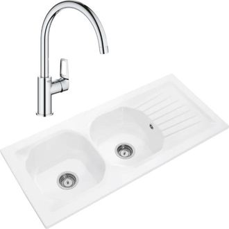 Villeroy & Boch Villeroy&boch - Fregadero Villeroy Et Boch Nestor Plus + Mezclador De Cocina Con Ca&ntilde;o Alto Grohe Bauloop