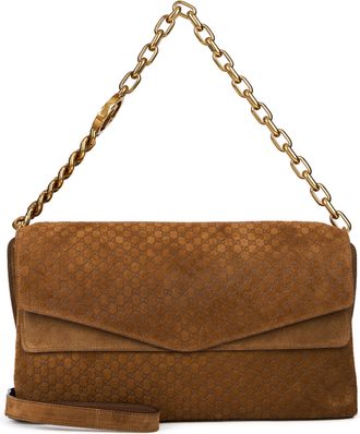 Gucci Womens Shoulder Bag Suede Brown Calfskin Handbags Hand