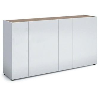 Dmora Aparador Talassa, Alacena 6 Estantes, Hecho En Italia, 40x174x92h Cm Blanco Brillante