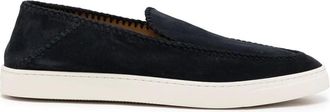 Giorgio Armani Loafers, male, Blue, Size: 10 1/2 US Leather Slip-On Sneakers