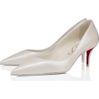 Christian Louboutin Miss Z Pointed Toe Pump in Bianco Nappa Perle at Nordstrom, Size 10.5Us