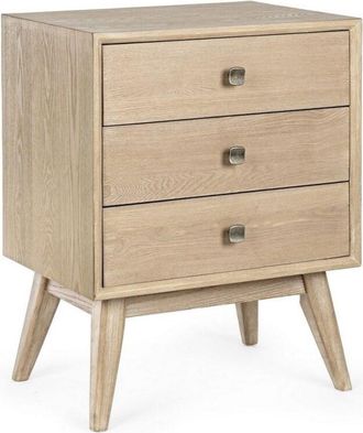 BIZZOTTO Alannis Mesita De Noche Con 3 Cajones En Melamina Madera 48x35x66h Cm