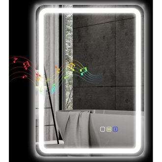 HOMCOM Specchio a Muro LED con Bluetooth e Illuminazione Regolabile 70x50x3.5 cm