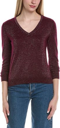 Sofiacashmere Lurex V-Neck Wool & Cashmere-Blend Sweater
