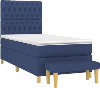 vidaXL Vidaxl - Cama Box Spring Con Colch&oacute;n Tela Azul 90x190 Cm