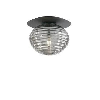 Luce-Ambiente-Design Ripple Ceiling Light in Black Metal with Glass Diffuser 35 Cm