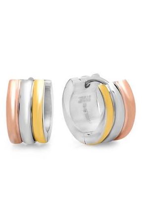 Steeltime Tricolor Huggie Hoop Earrings in Multi at Nordstrom Rack