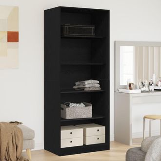 Berkfield Home Black Oak Wardrobe 80 x 50 x 200 cm - Engineered Wood