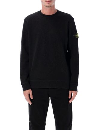 Stone Island Black Crew Neck Regular Fit Sweatshirt
