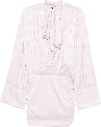 Rotate Floral-jacquard Mini Jurk - Dames - Feestkleedjes - Roze - XS - Polyester - Kleedjes