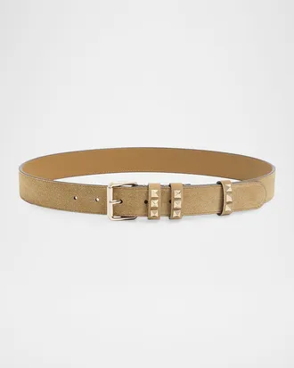 Valentino Garavani Rockstud Suede Belt, 30MM