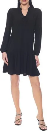 Tash And Sophie Flounce Long Sleeve Dress in Black at Nordstrom Rack, Size X-Large