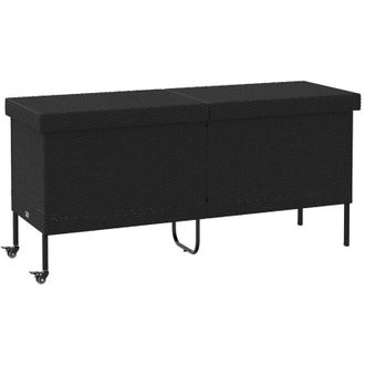 vidaXL Caja Almacenaje Jard&iacute;n Ruedas Rat&aacute;n Sint&eacute;tico Negro 160x55x75cm Vidaxl