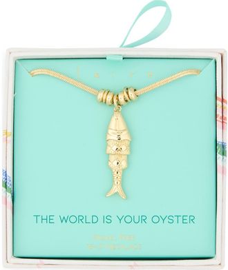 Leith The World Is Your Oyster Fish Pendant Necklace in Gold at Nordstrom Rack