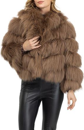Gorski Genuine Shearling Jacket in Camel at Nordstrom, Size Medium