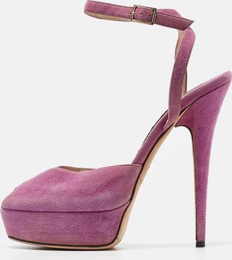Jimmy Choo London Purple Suede Ankle Strap Sandals