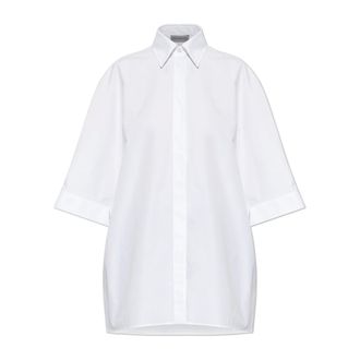 Balenciaga Oversized Mouwloos Shirt - Dames - Blouses & Shirts - Wit - Maat: 2XS Katoen