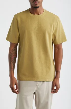 Wax London Dean Boxy Textured Organic Cotton T-Shirt in Lime Khaki at Nordstrom, Size Xx-Large