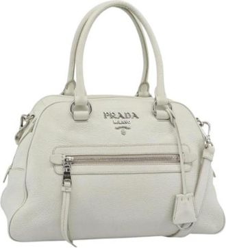 Prada Pre-owned Vintage Hand Bag - Dames - Vintage Handtas - Grijs - ONE Size - Leer - Vintage