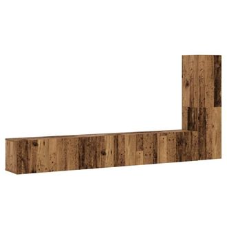 Berkfield Home Wall Mounted TV cabinets 3 pcs Old Wood Engineered Wood in Brown