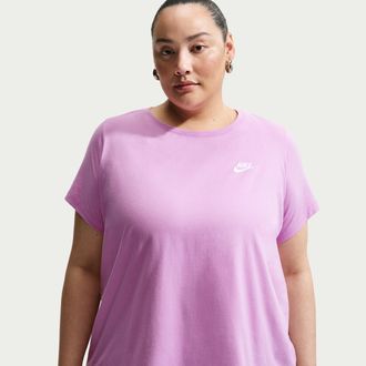 Nike Womens Nike Sportswear Club Essentials T-Shirt (Plus Size) in Purple | FD0646-504