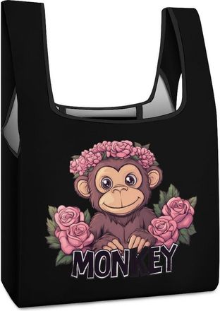 Generic Monkey Shopping Bag Reusable Grocery Tote Bag Foldable Handbag for Travel Picnic