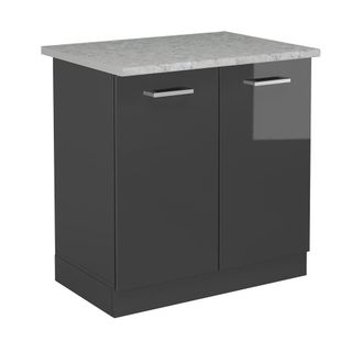 Vicco Armario Bajo Para Fregadero R-line, Antracita Alto Brillo, 80 Cm Et M&aacute;rmol