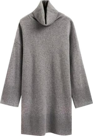 GANT roll-neck ribbed mini dress - women - Wool/Cashmere - L - Grey
