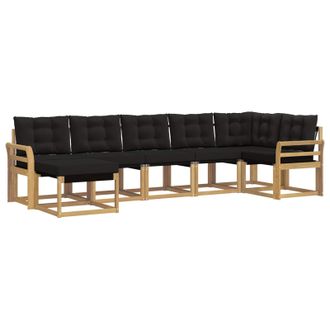 vidaXL Conjunto De Sof&aacute;s De Exterior Con Coj&iacute;n 7 Pcs Blanco Y Negro Vidaxl