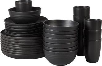 Gibson Home 32-Piece Dinnerware Set, Service for 8, Wheatstraw Blend in Black at Nordstrom