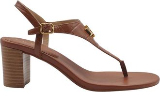Ralph Lauren bruine sandalen met hoge hak - Dames - Sandalen met hakken - Bruin - 41 EU - Leer - Schoenen
