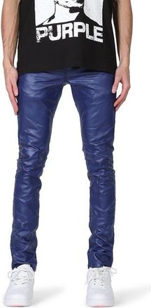 Purple PURPLE Coated Skinny Jeans in Blue Patent Leather Film at Nordstrom, Size 34 X 34