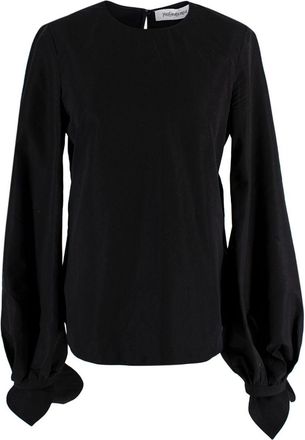 Saint Laurent Black Cotton Bow Detail Blouse Size S