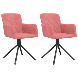 vidaXL Sedie Da Pranzo Girevoli 2 Pz Rosa In Velluto Vidaxl