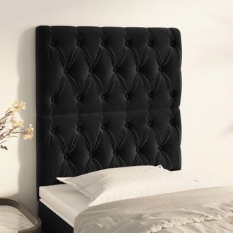 vidaXL Cabeceros 2 Unidades De Terciopelo Negro 80x7x78/88 Cm Vidaxl