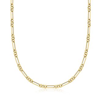 Ross-Simons Italian 14kt Yellow Gold Alternating Cable and Paper Clip Link Necklace