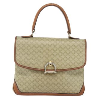 Celine Vintage Macadam Handbag Canvas And Leather Beige Canvas Handbag (Pre-Owned)