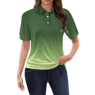 Generic HUIFUAO White Polo Shirt Womens Multi Pack Short Sleeve Glof Tops Summer Daily Office 3 Button Dressy Blouse Lightweight Gym Sports Clothes (A03-Green